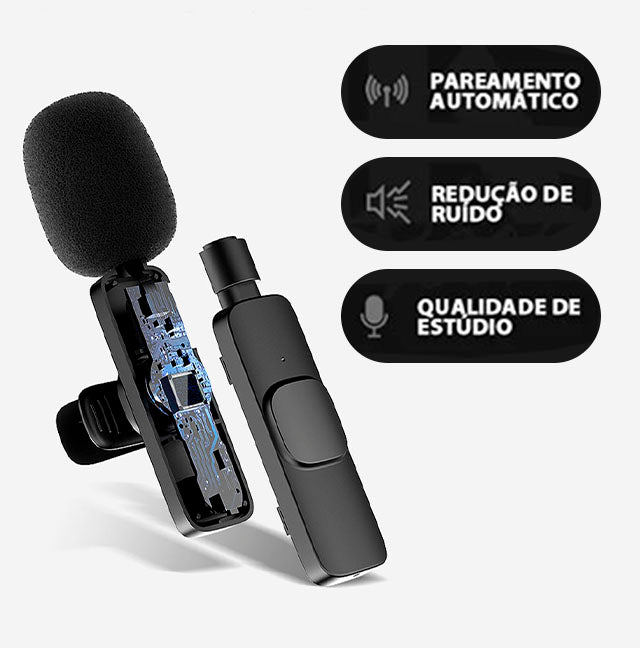 SonusPro - Microfone de lapela sem fio | LEVE 2 PAGUE 1 - Case Celulares