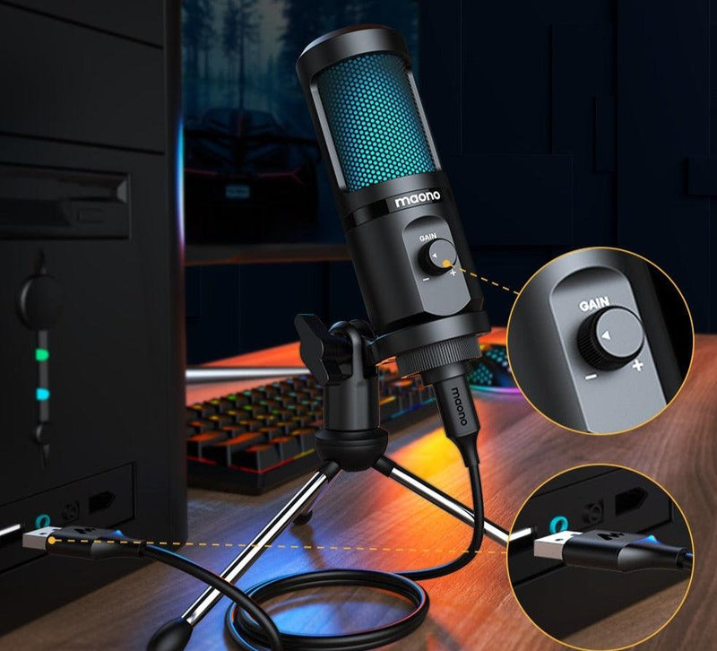 MAONO Gaming Microfone USB Desktop e Condenser Podcast. - Case Celulares