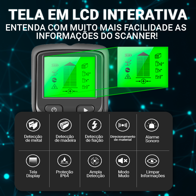 Scanner Profissional de Parede Para Metais Cano PVC Madeira e Fiação - Case Celulares