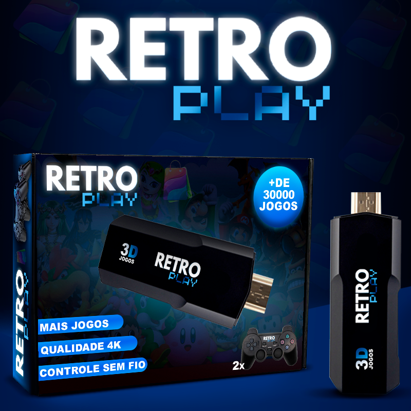 Vídeo Game Retro 4K Com Mais de 30000 Jogos + 2 Controles Sem Fio | RetroPlay - Case Celulares
