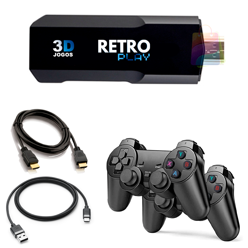 Vídeo Game Retro 4K Com Mais de 30000 Jogos + 2 Controles Sem Fio | RetroPlay - Case Celulares