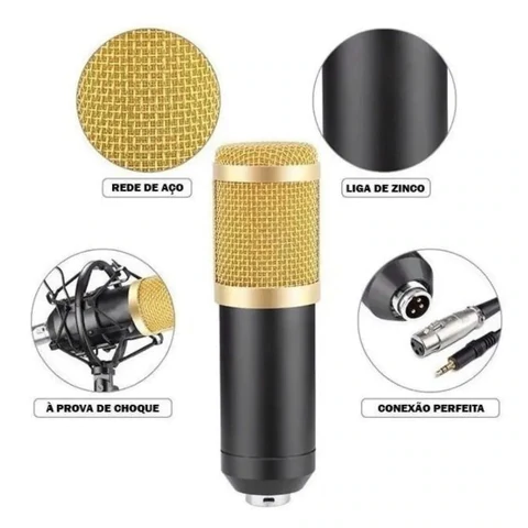 Microfone Estúdio Profissional Pop Filter Com Braço Articulado - Case Celulares