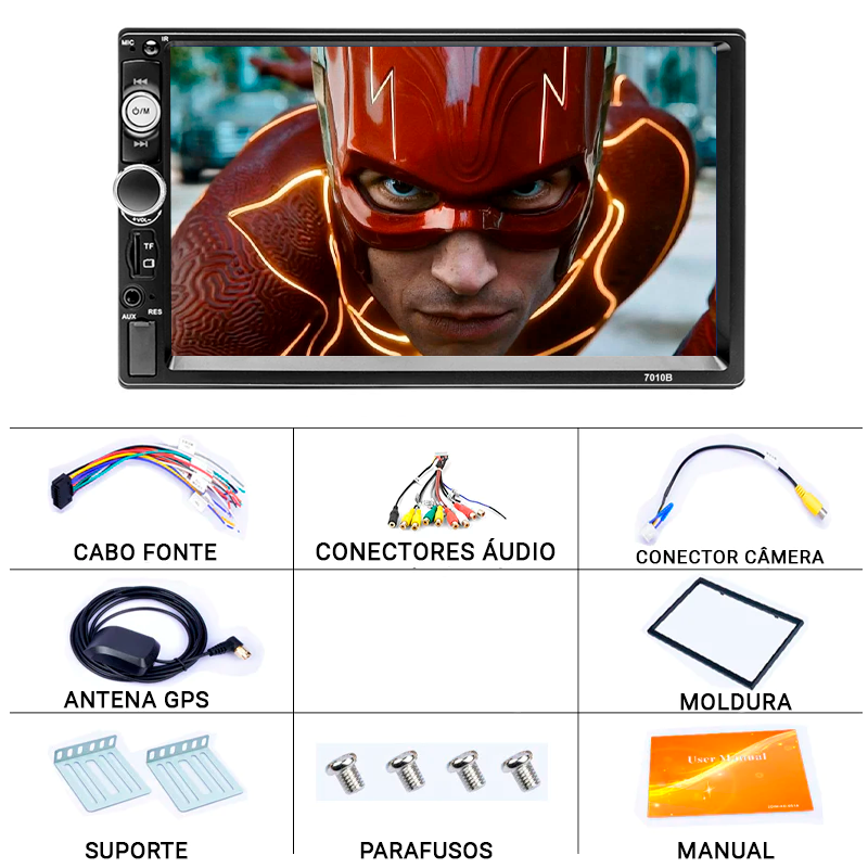 Central Multimídia Universal 7 Polegadas Wifi Gps Mp5 Bluetooth - EasyCar - Case Celulares